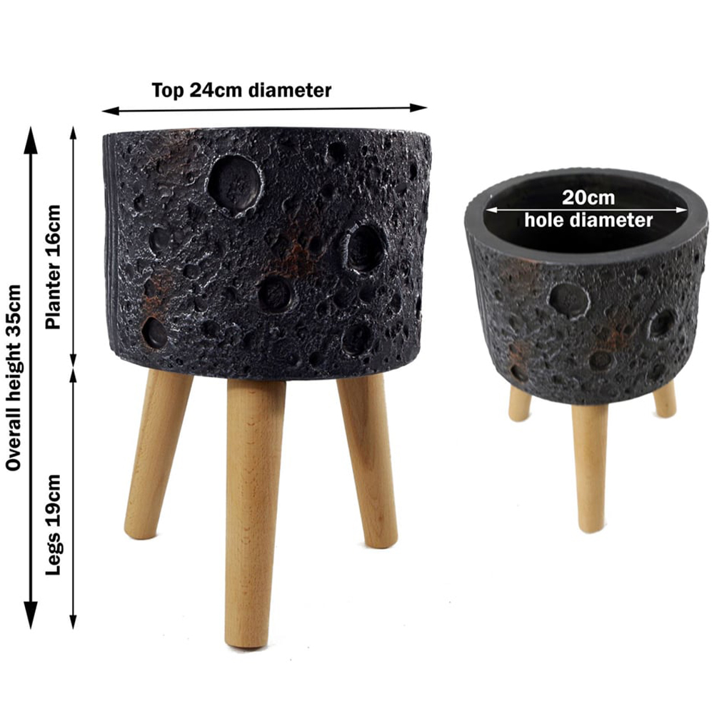 Botanik Lunar Black Planter 35 x 24cm Image 7
