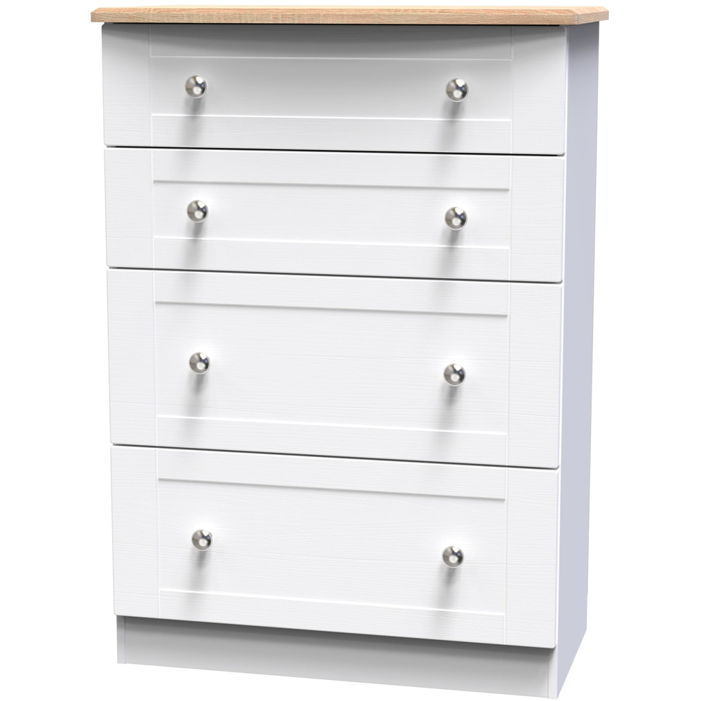 Crowndale Sussex 4 Drawer White Ash and Bardolino Oak Deep Chest of Drawers Ready Assembled Image 2