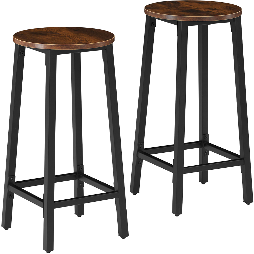 tectake Corby Dark Wood Set of 2 Bar Stool Image 2