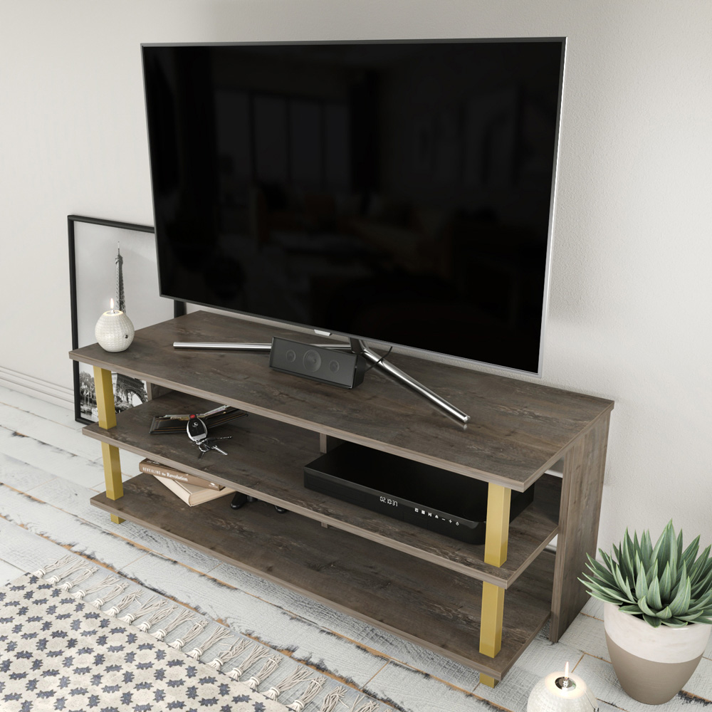 Decorotika Pueblo 4 Shelf Gold Wenge TV Stand for 55 inch TV Image 5