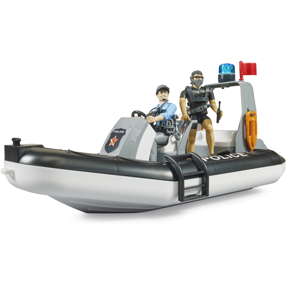 Bruder Bworld Police Boat with Rotating Beacon Light and 2 Figures Image 3