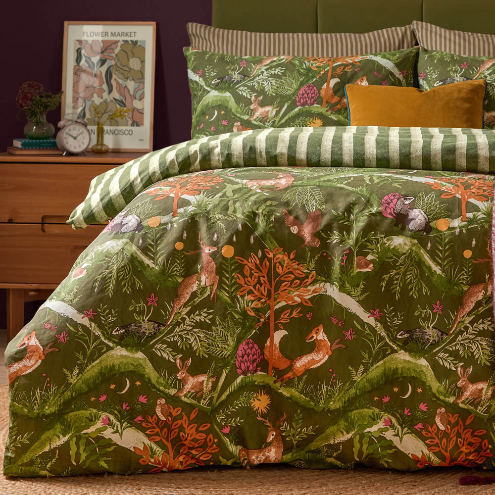 Furn Nya King Size Forest Woodland Reversible Duvet Cover Set Image 4