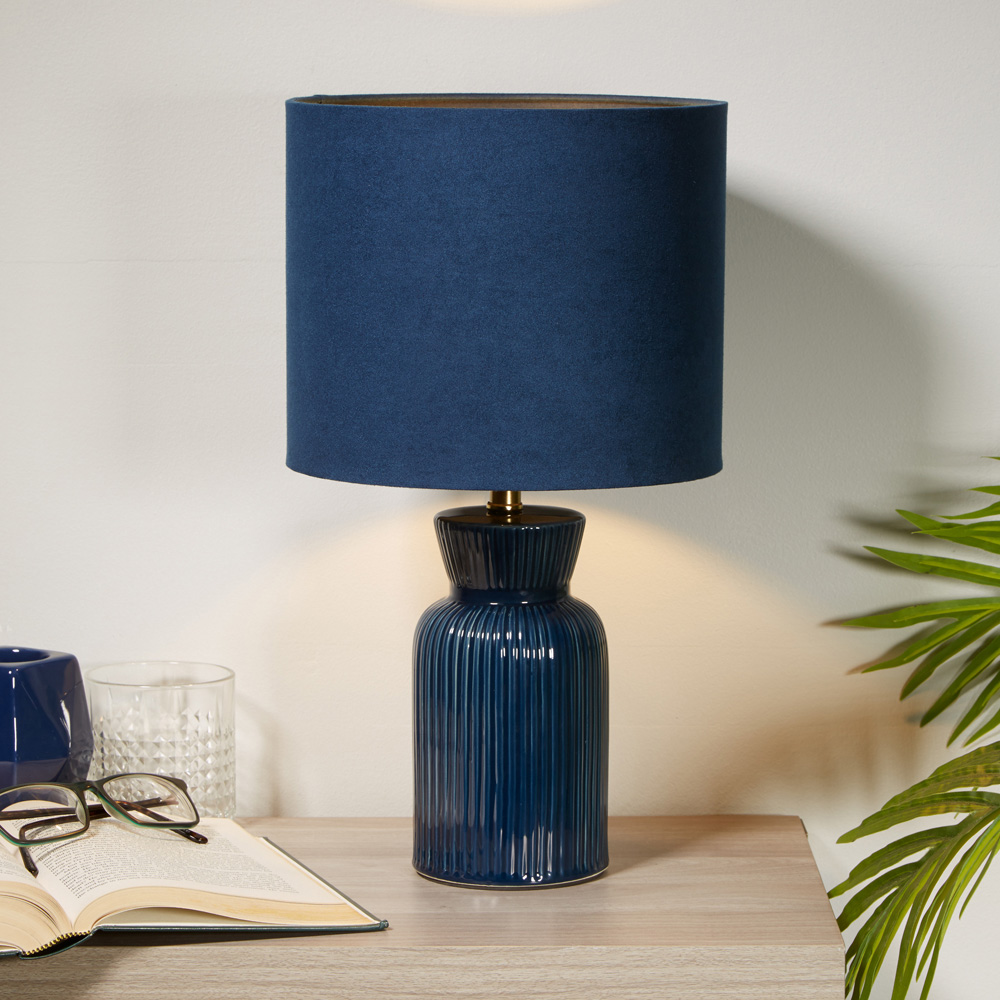 Lighting Collection Romero Blue Ceramic Table Lamp Image 2