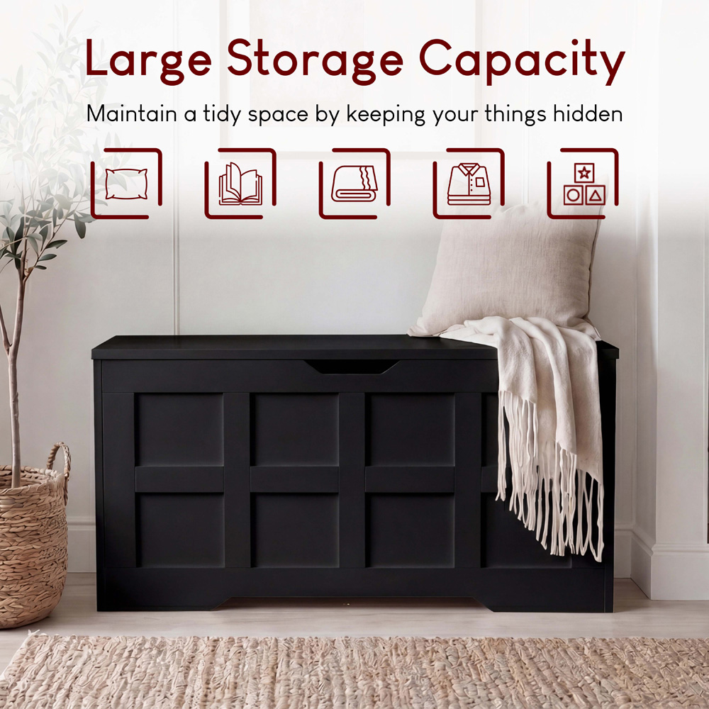 VIDA DESIGNS Black Large Storage Ottoman Bench Image 4
