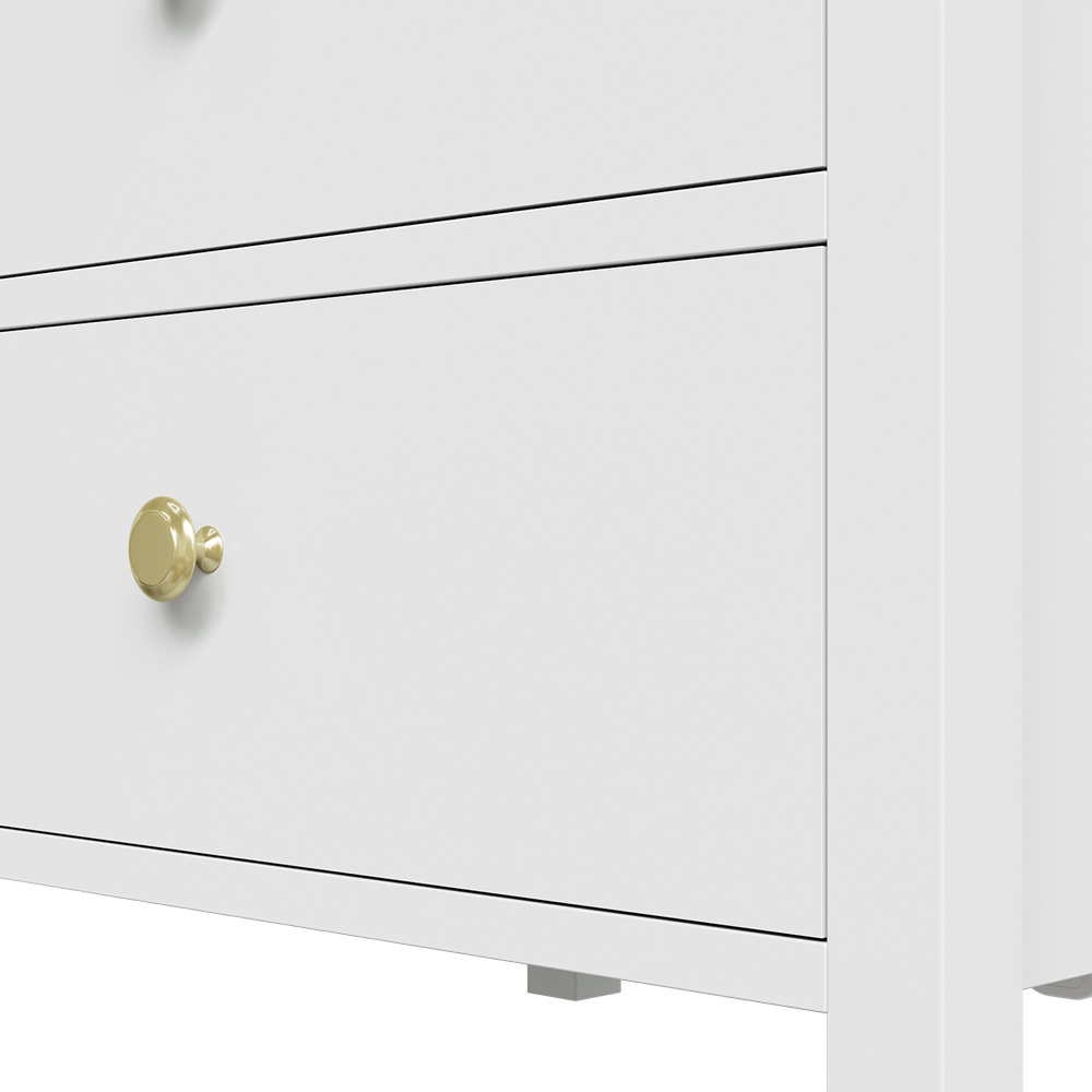 Living and Home 2 Drawer Single Shelf White Modern Bedside Table with Power Strip Set of 2 Image 5