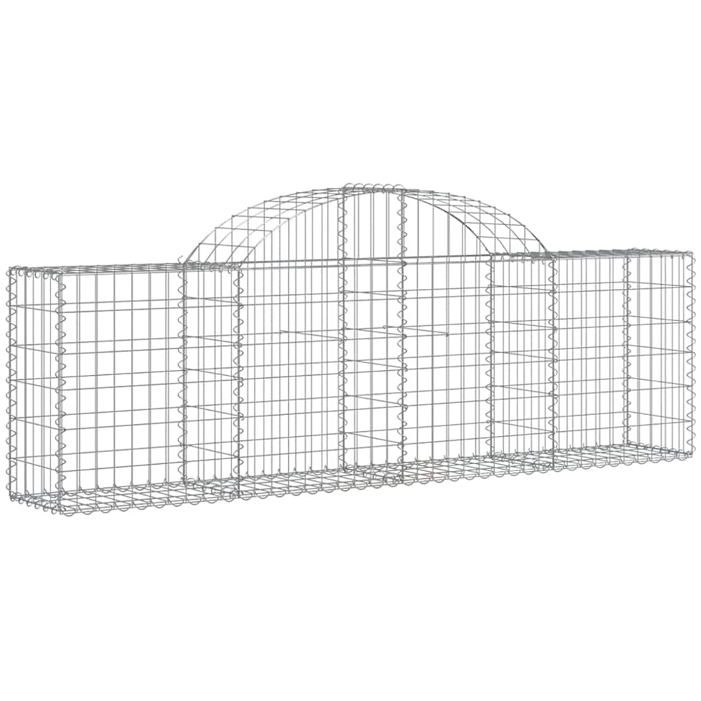 vidaXL Silver Galvanised Iron Arched Gabion Basket 200 x 30 x 60/80cm Image 1