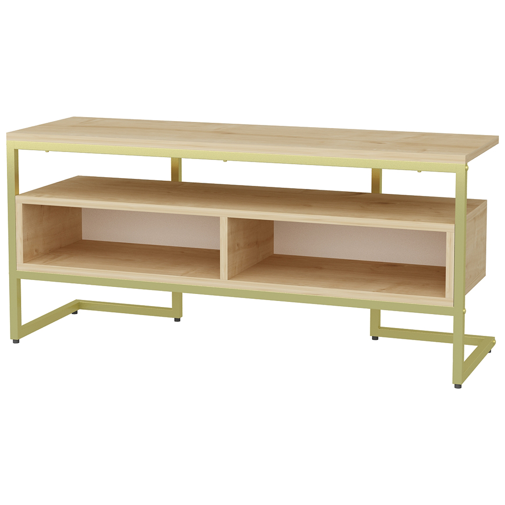 Decorotika Merrion 3 Shelf Gold and Oak TV Unit Image 2