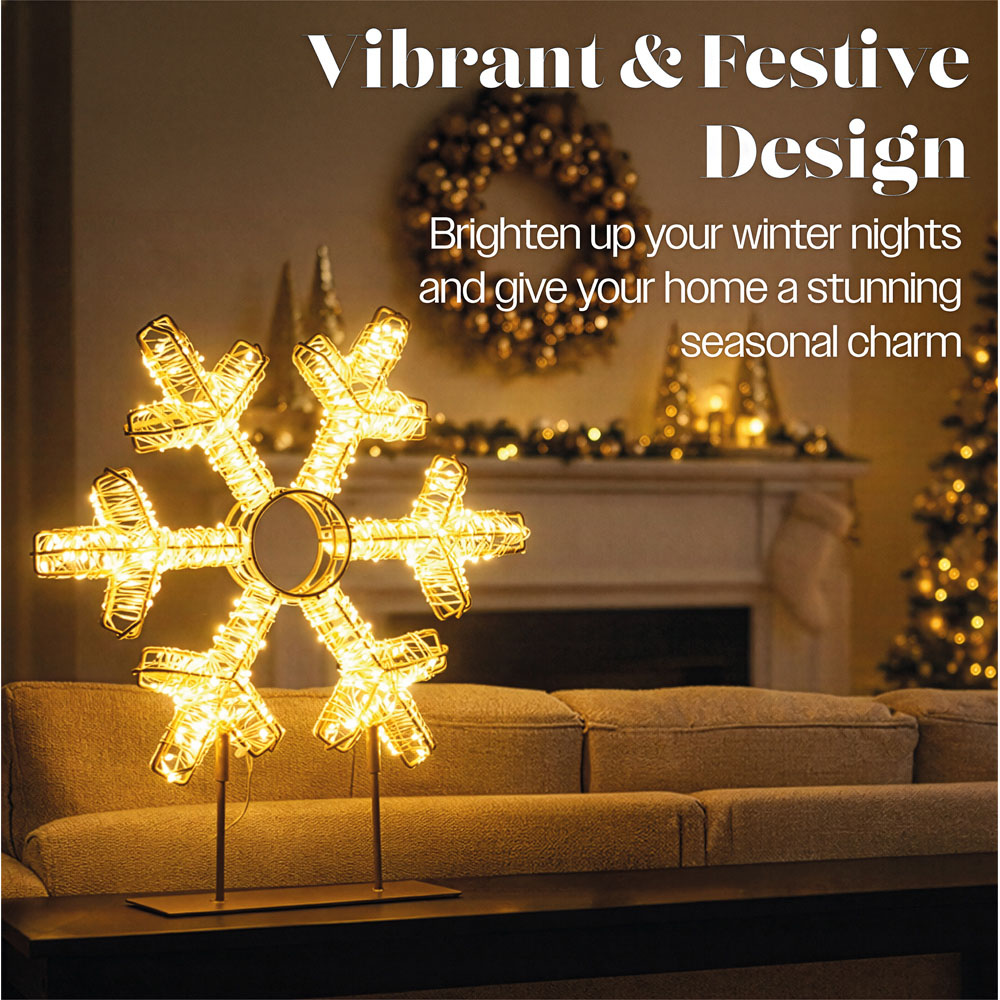 Xmas Haus 720 Warm White LED Champagne Gold Metal Snowflake Christmas Decoration 45cm Image 3