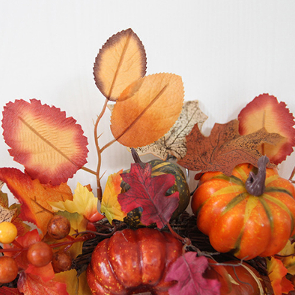 Living and Home LED Wreath with Maple Leaves Pumpkins and Berries 60cm Image 3