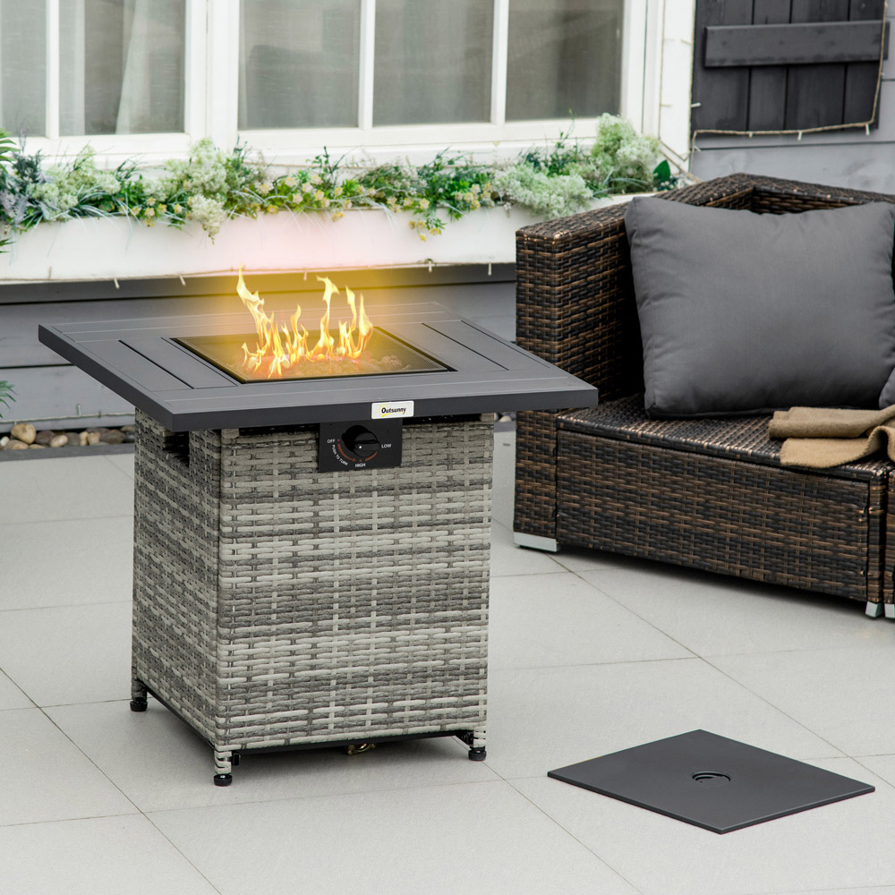Outsunny Mixed Grey 40000 BTU Gas Fire Pit Table Image 2
