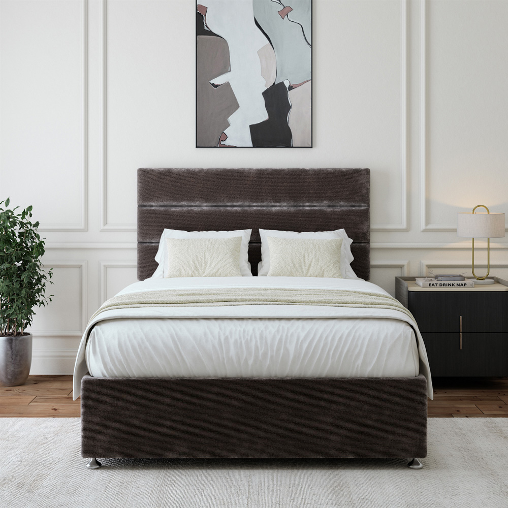 Bedmaster King Size Charcoal Chenille Divan Base with Milan Headboard Image 2