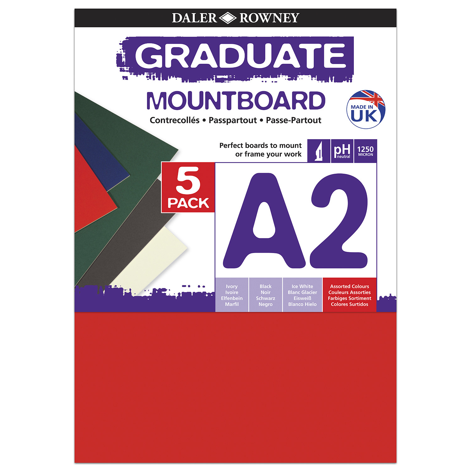 Single Daler-Rowney A2 Graduate Mountboard 5 Pack in Assorted styles Image 1