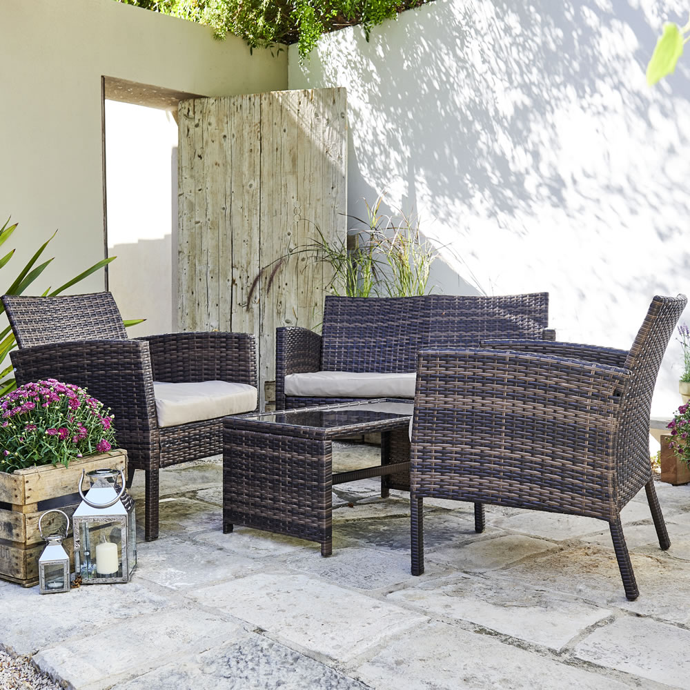 Wilko Palma Rattan Effect Garden Lounge Set Image 2