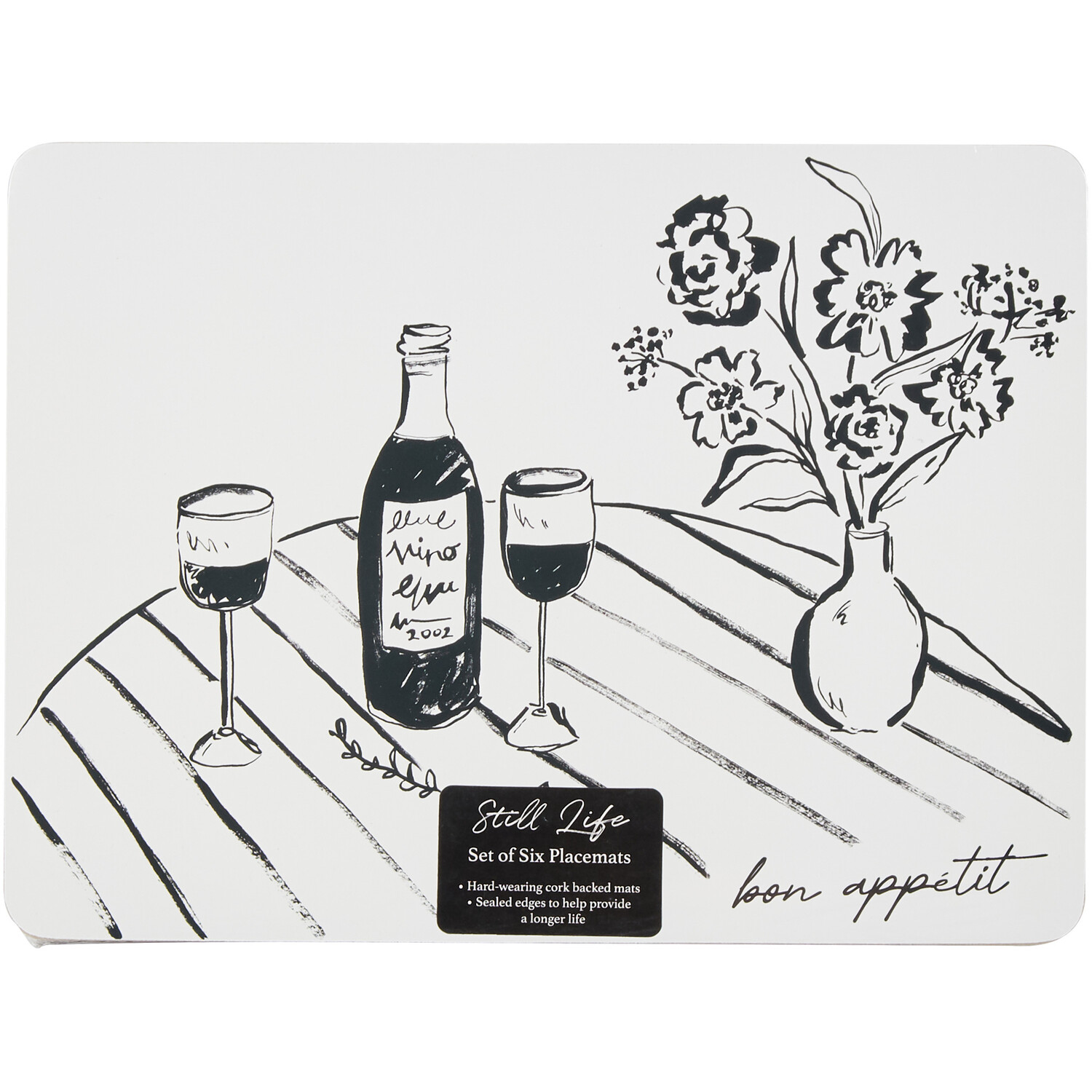 Pack of 6 Still Life Placemats - White Image 1