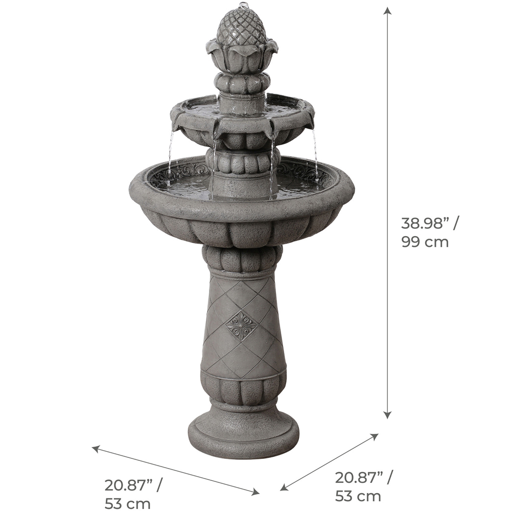 Teamson Home 2-Tier Light Grey Birdbath Water Fountain 99cm Image 9