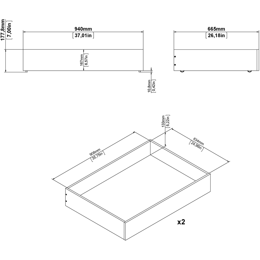 Florence White High Gloss Underbed Drawer Set of 2 Image 9