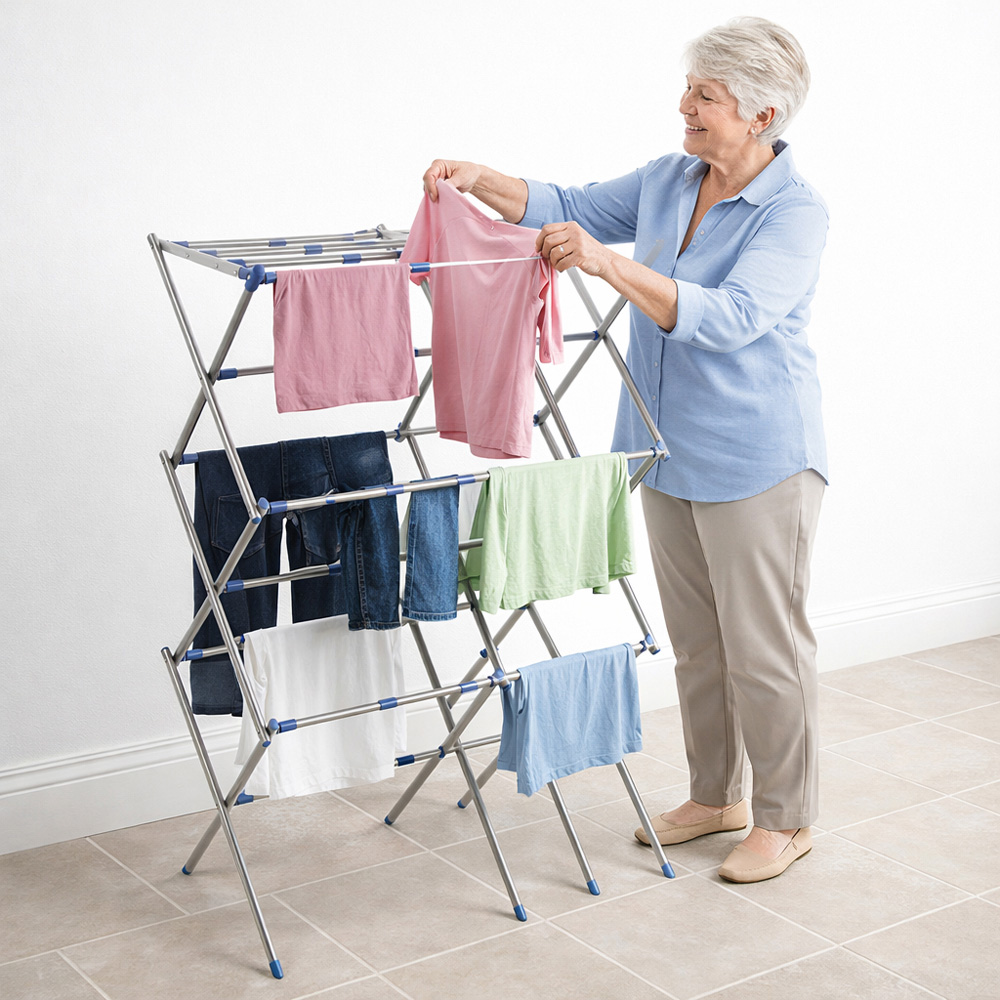 Avilo 3-Tier White Foldable Clothes Airer 7.4m Image 2