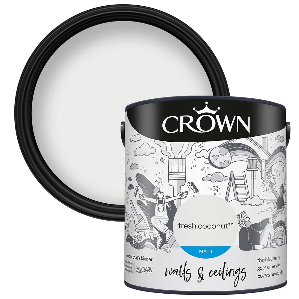 Crown Walls & Ceilings Fresh Coconut Matt Emulsion Paint 2.5L Image 1