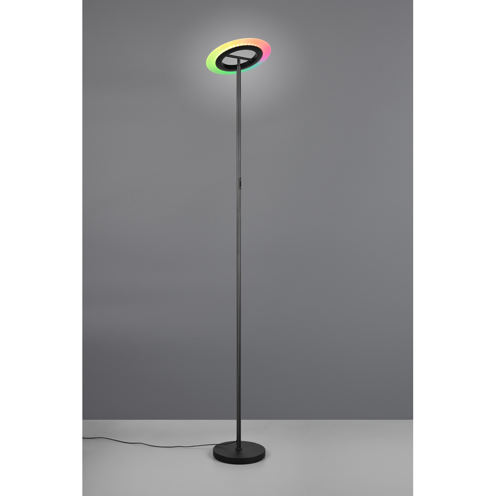 TRIO Samba Matt Black LED Floor Lamp with Remote Control Image 2