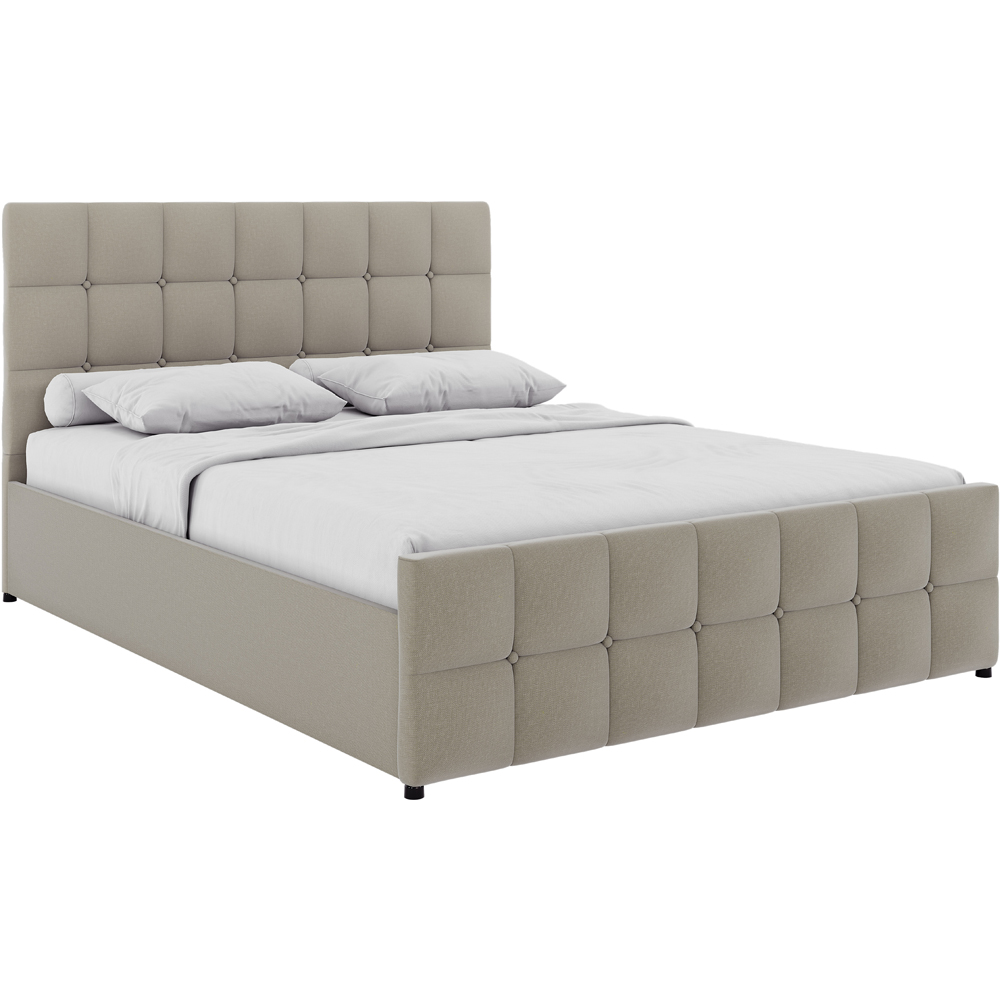 VIDA DESIGNS Valentina Double Beige Linen Ottoman Bed with Padded Headboard Image 2