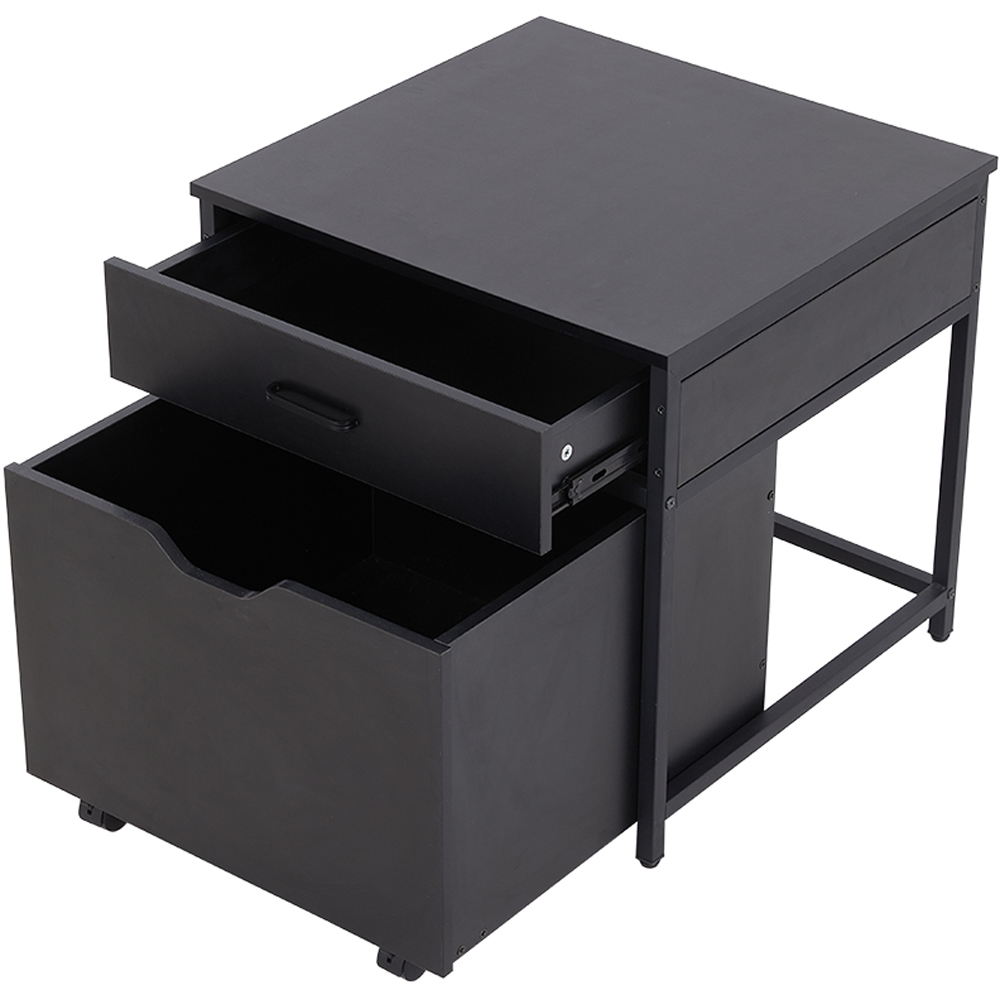 Living and Home 2 Drawer Black Wooden Mini Refrigerator Stand Image 3