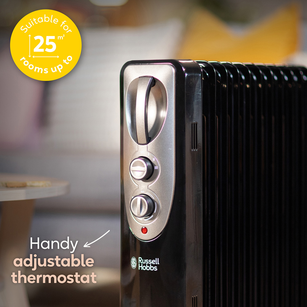 Russell Hobbs Black 11-Fin Oil Filled Radiator 2500W Image 4