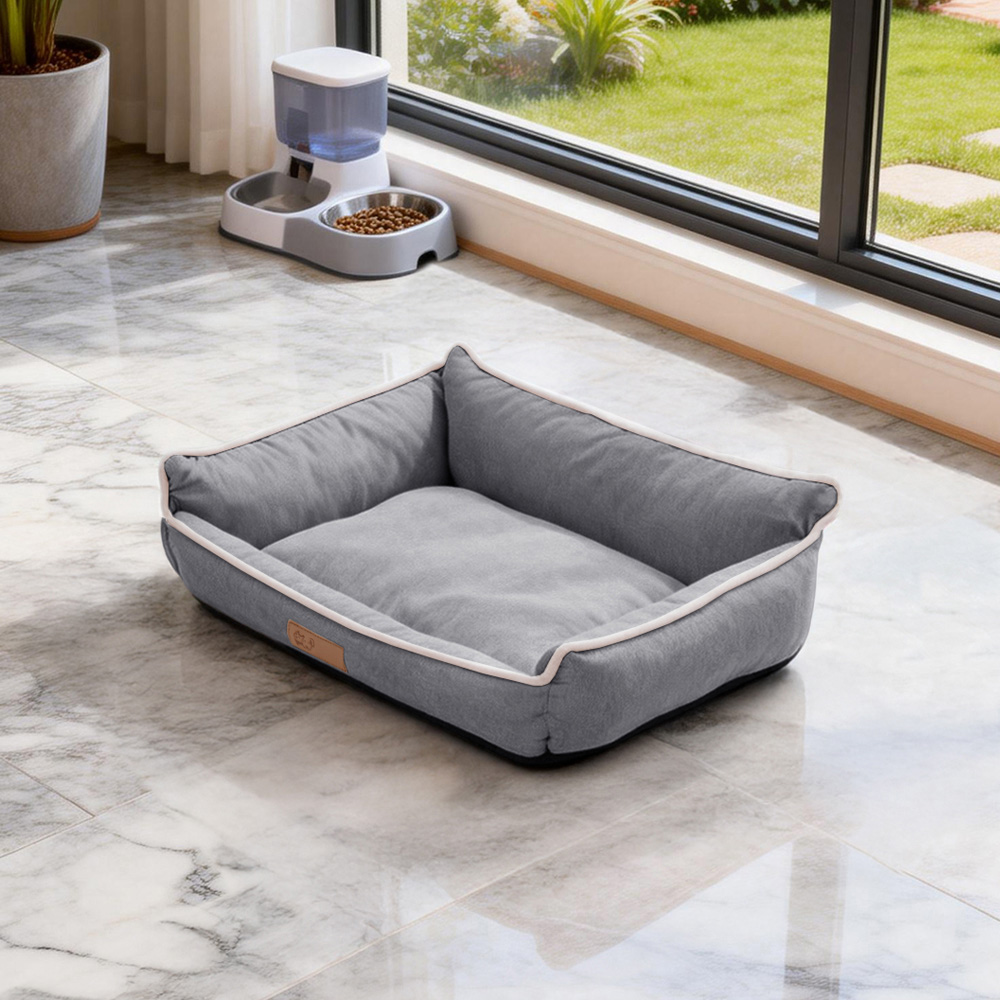 H&O Direct 50 x 38cm Grey Rectangular Warm Dog Bed with Anti-Slip Bottom Image 2