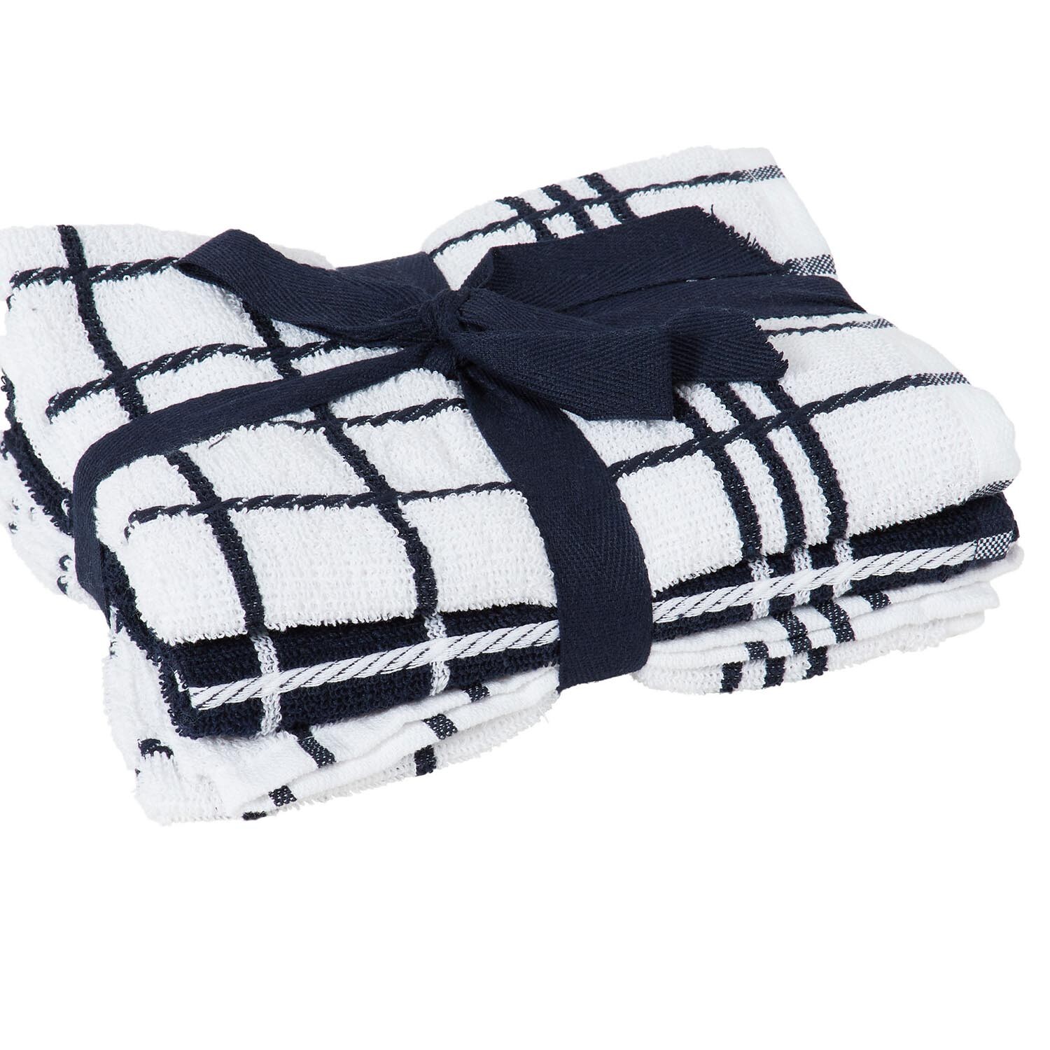 Pack of 3 Epsom Terry Kitchen Towels - Navy Image 3