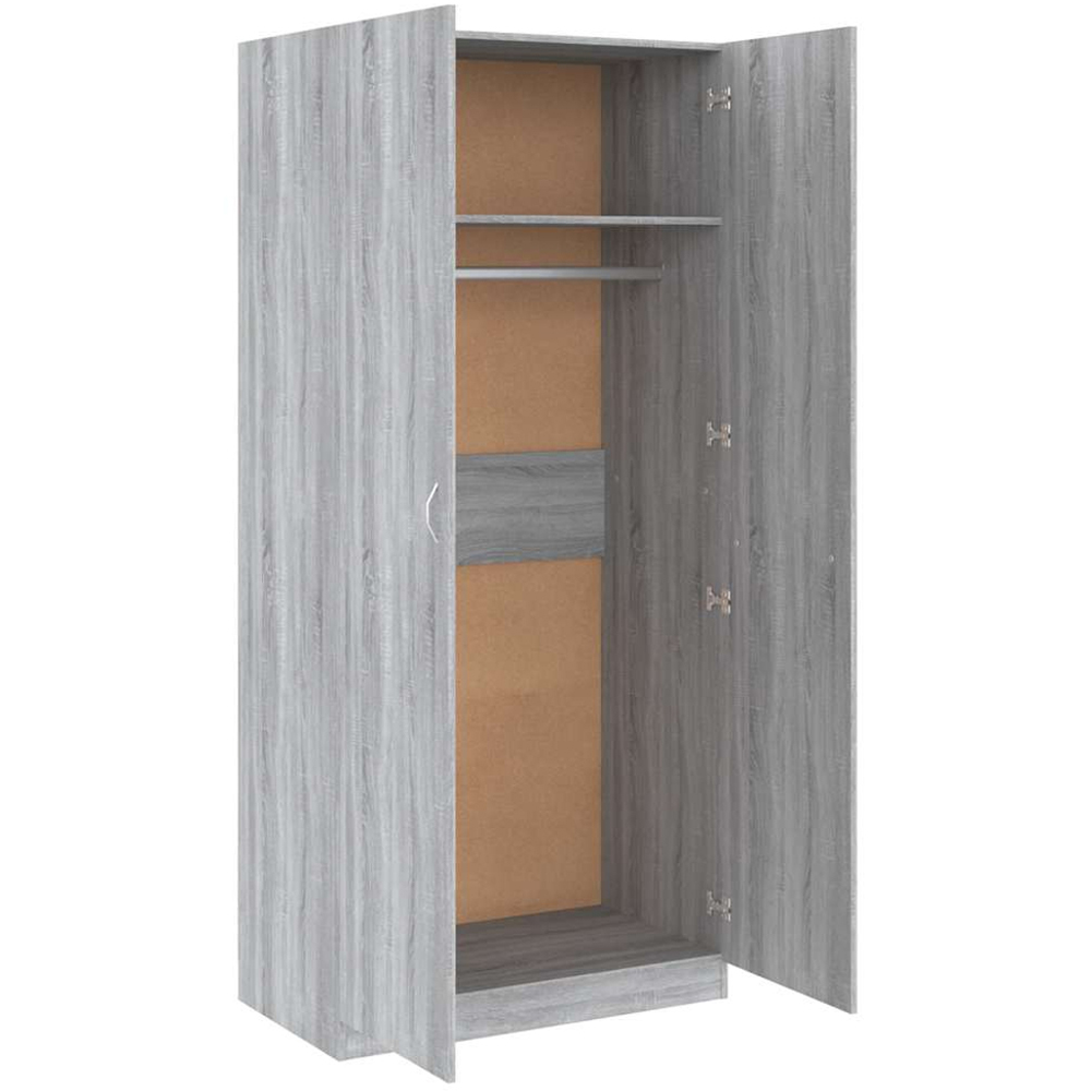 vidaXL 2 Door Grey Sonoma Wooden Wardrobe Image 3