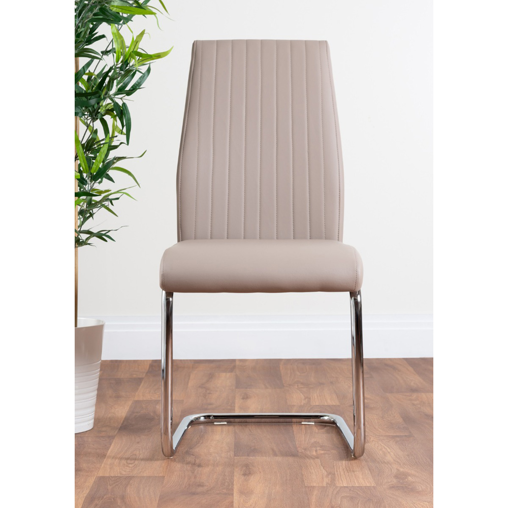 Furniturebox Lucia Fontant 6 Seater Dining Set Grey Gloss Cappuccino and Chrome Image 5