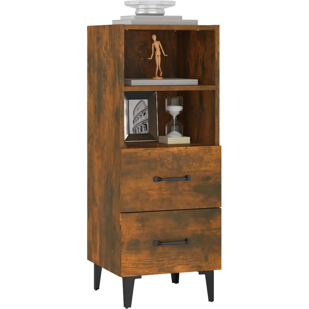 vidaXL 2 Drawer 2 Shelf Smoked Oak Sideboard Image 4