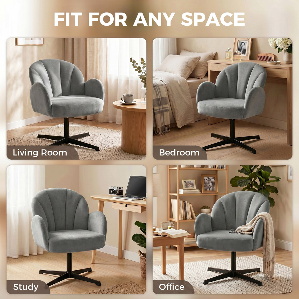 HOMCOM Grey Modern Swivel Accent Chair Image 8