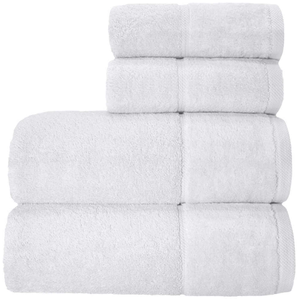 Velosso Velour Plush Cotton White Bath Towel Set of 2 Image 1