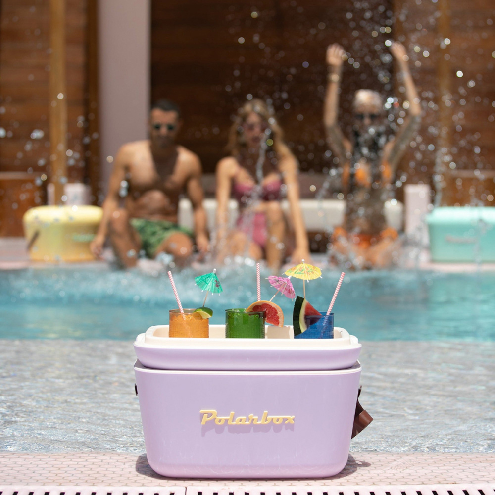 Polarbox 12L Lilac and Yellow Retro Portable Coolbox Image 2