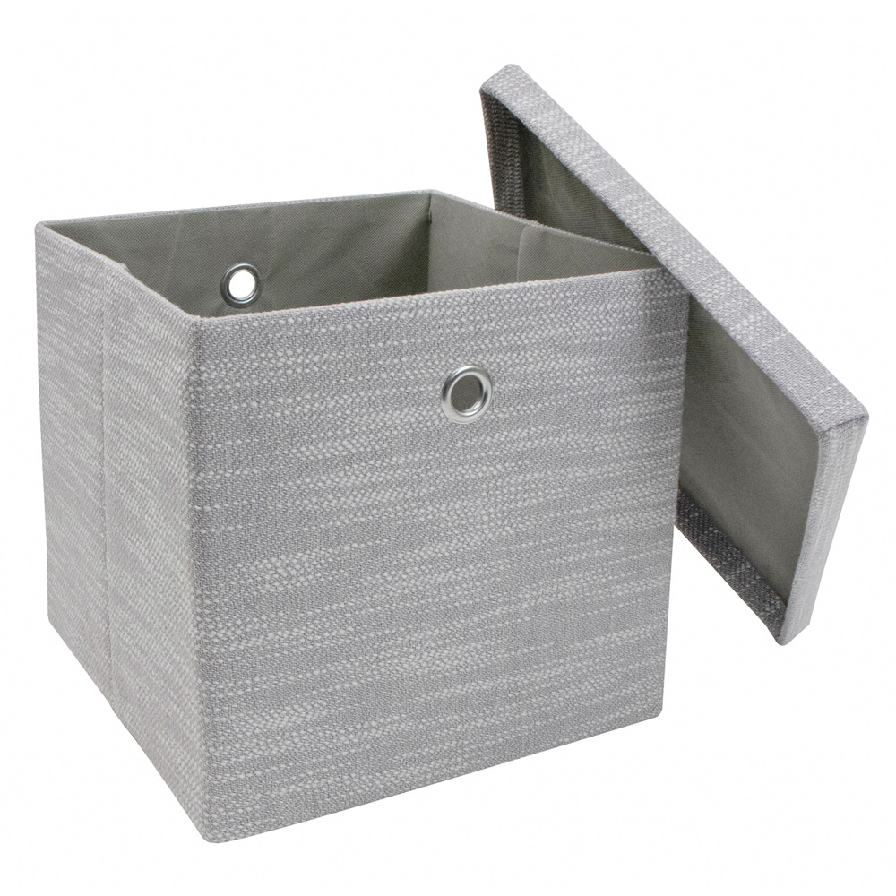 JVL Serena Light Grey Foldable Cube Organiser Box with Lid  Image 5