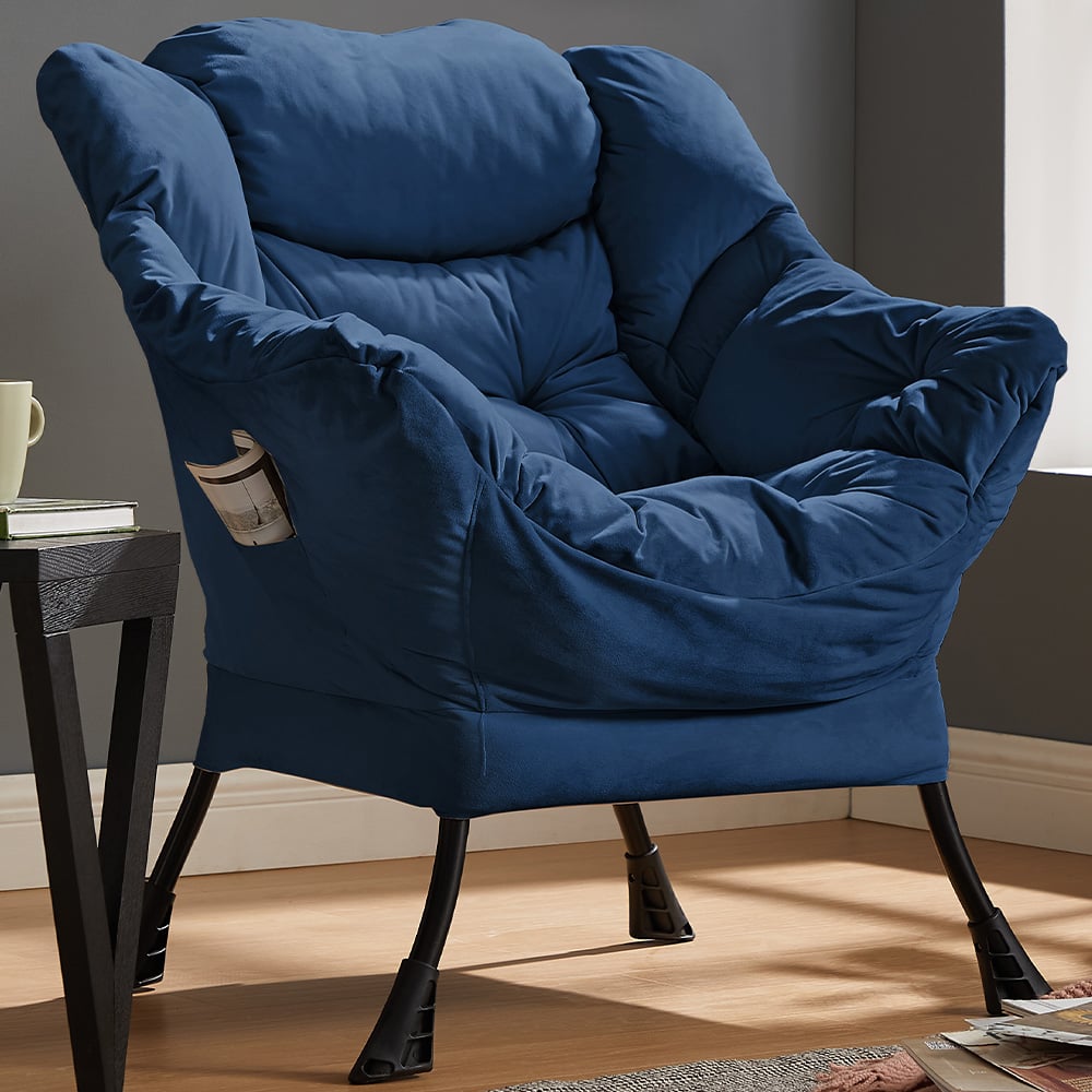 Home Detail Mellow Blue Velvet Lazy Chair Image 1