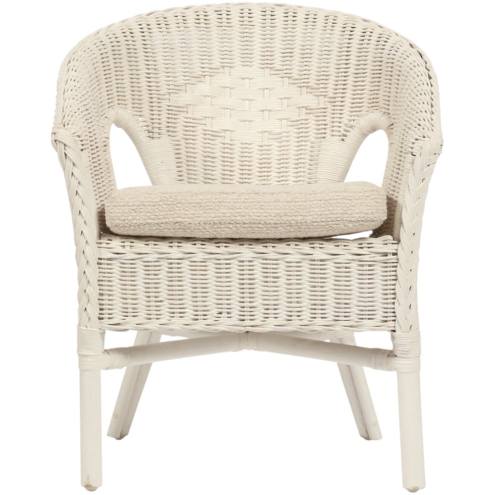 Desser Furniture White Wicker Kid Size Loom Chair with Cushion Image 3