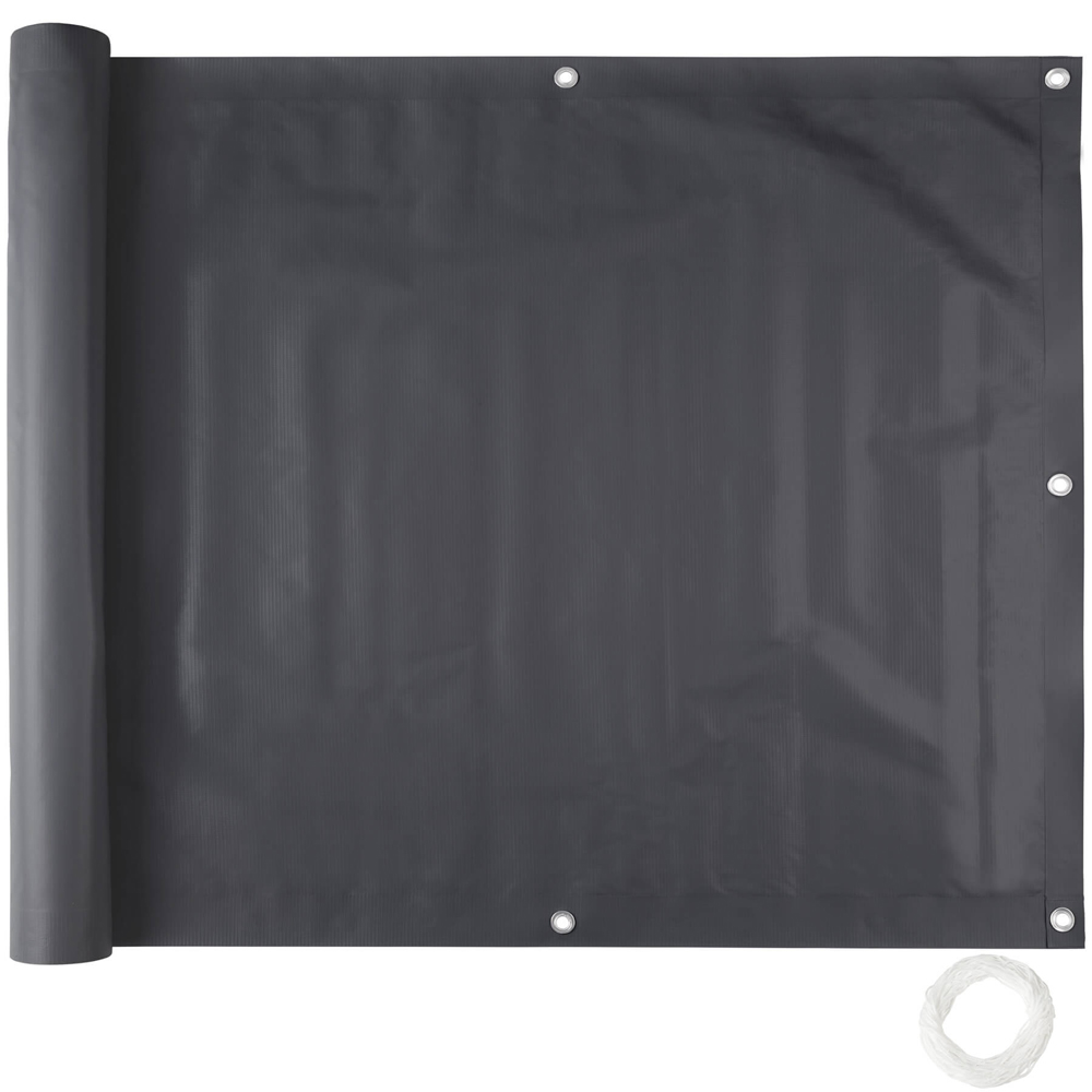tectake Black Balcony and Garden Privacy Screen 90cm Image 2