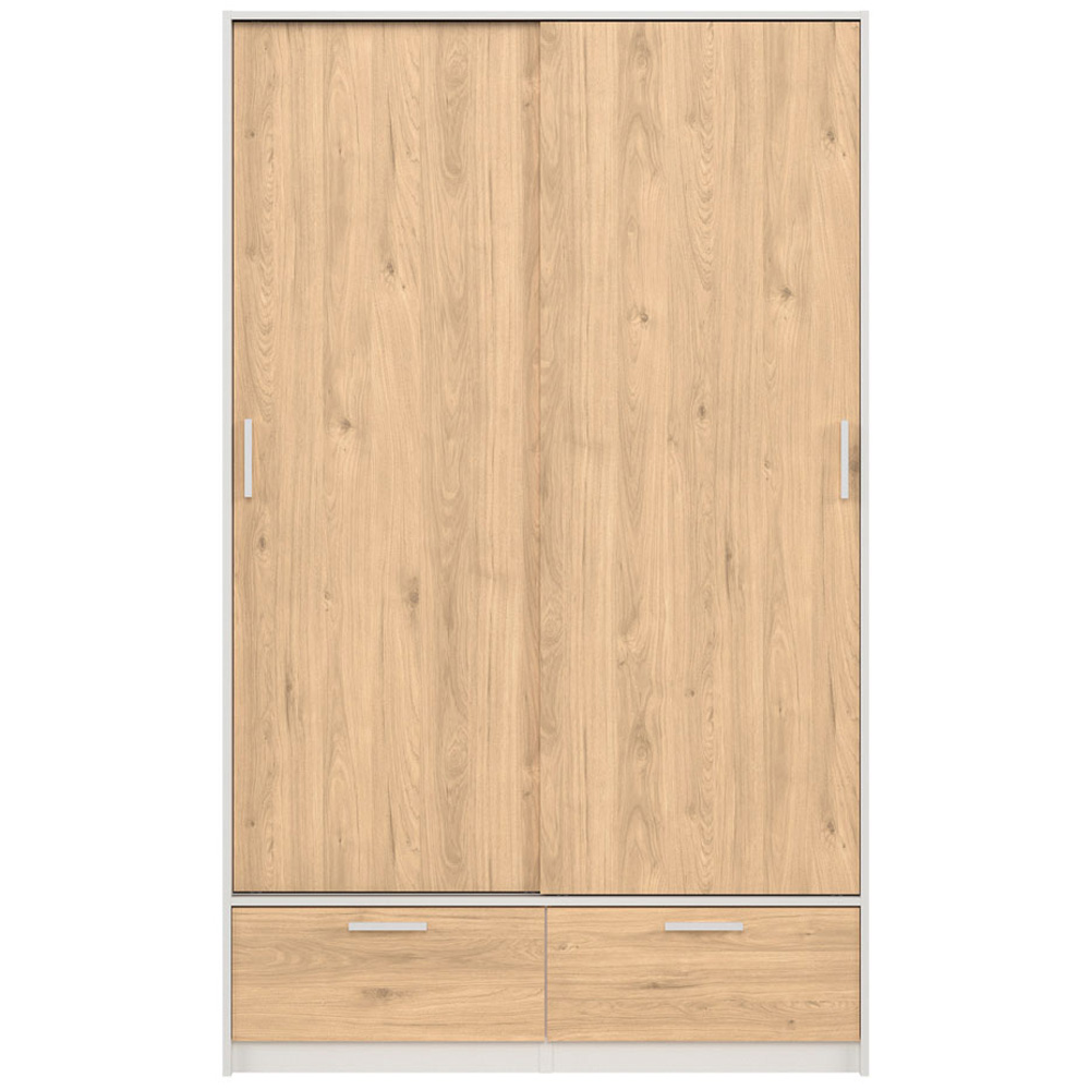Florence Line 2 Door 2 Drawer White and Jackson Hickory Oak Wardrobe Image 3