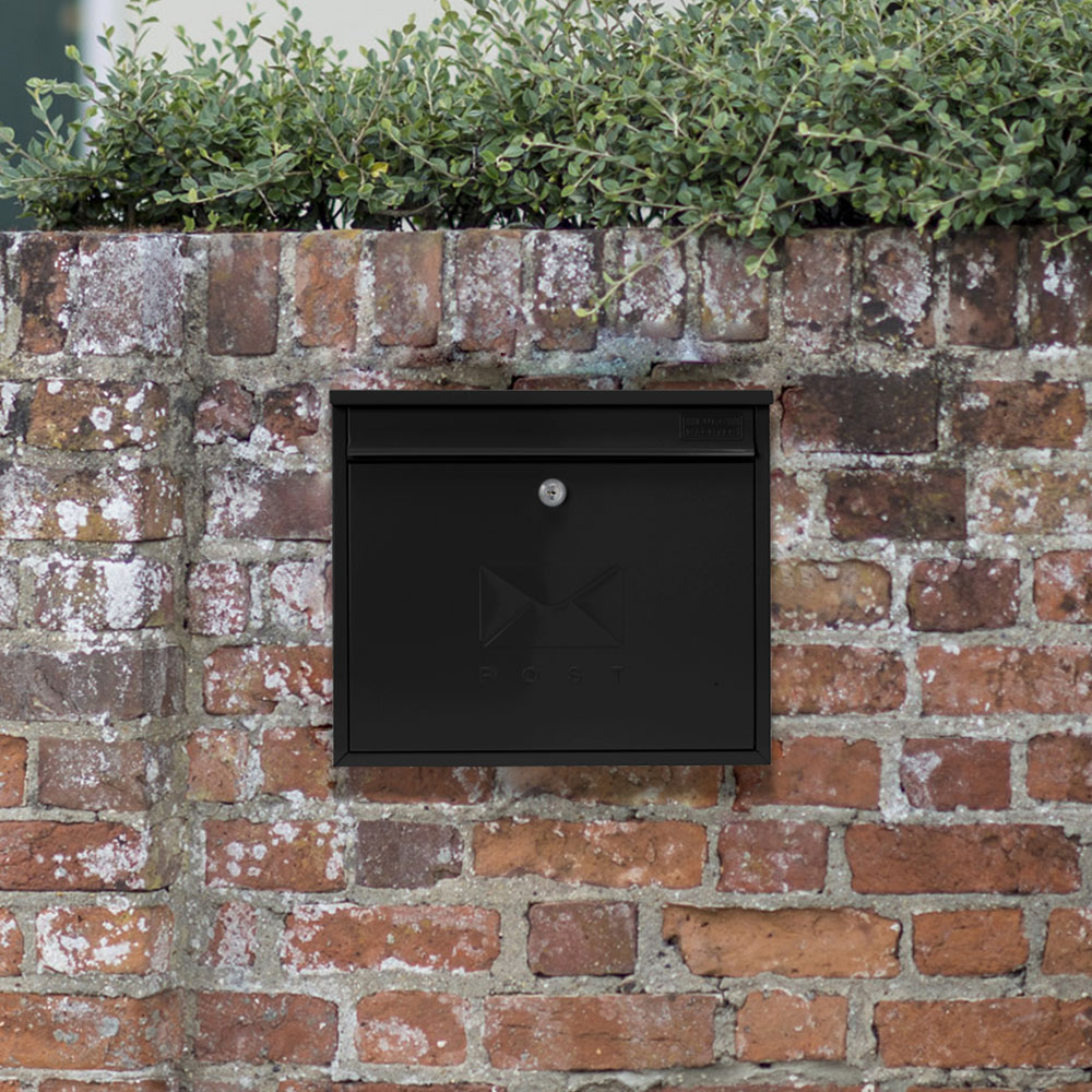Burg-Wachter Elegance Black Wall Mounted Galvanised Steel Post Box Image 2
