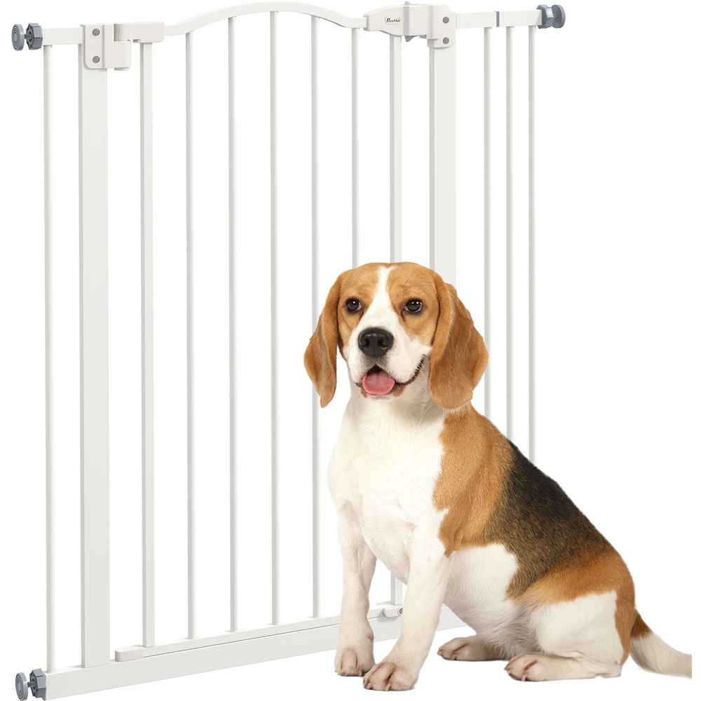 PawHut White 74-87cm Adjustable Metal Pet Safety Gate Image 3