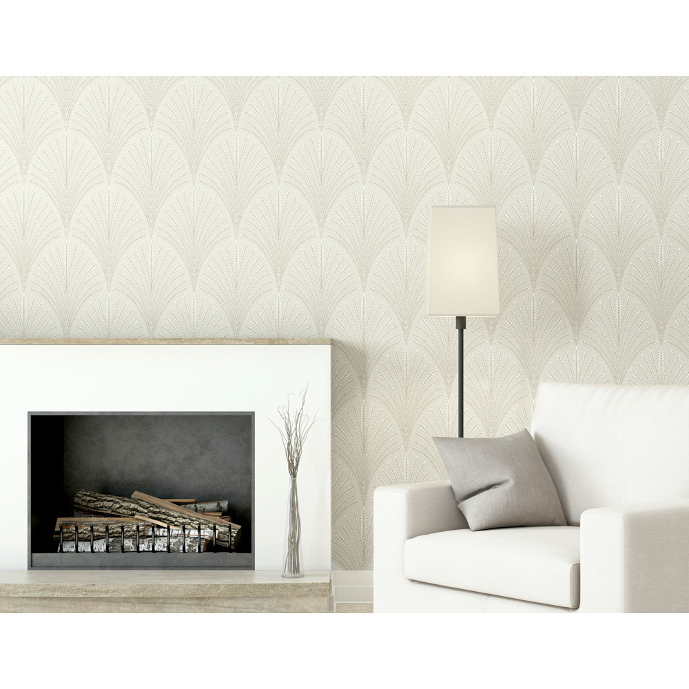 Hoopla Walls Elegance Leaf Fan Natural Wallpaper Image 2