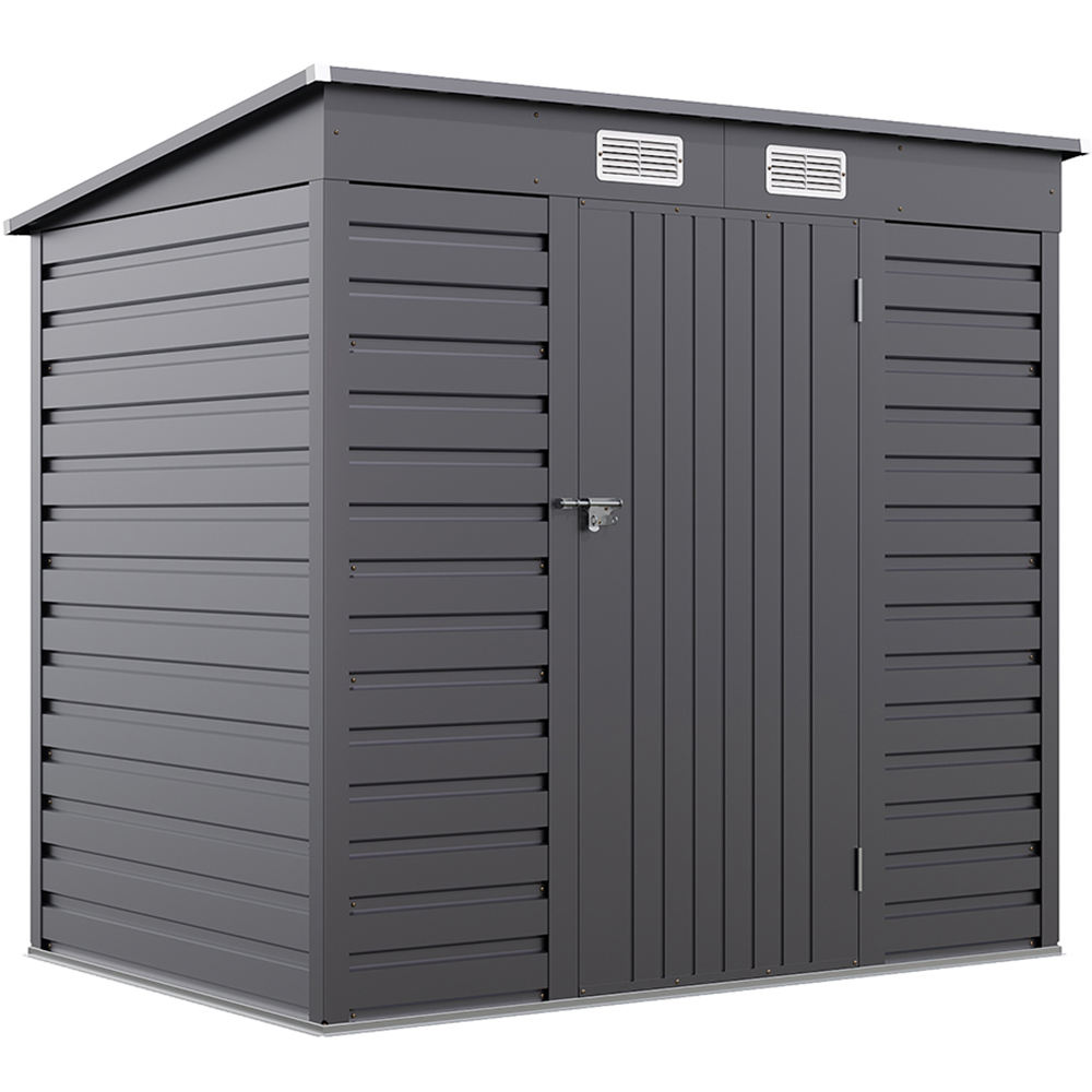 H&O Direct 6.3 x 4.3ft Grey Metal Pent Garden Shed Image 1