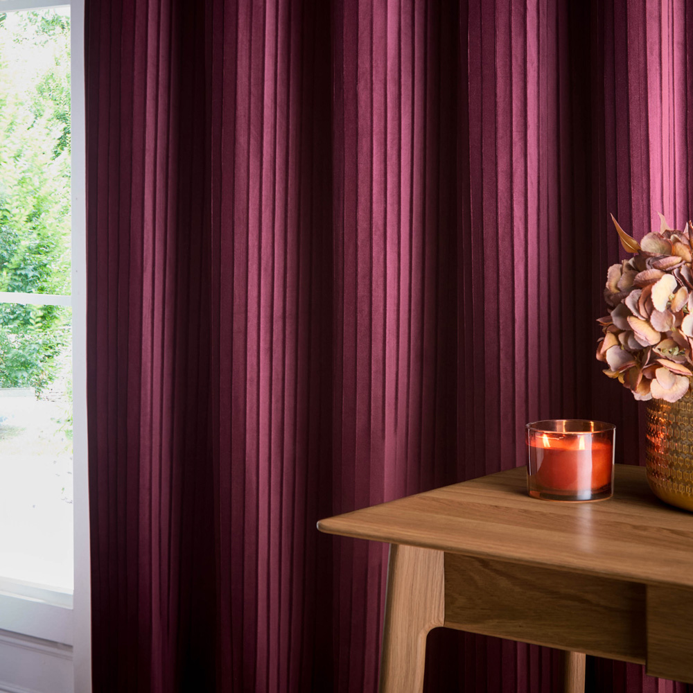 Paoletti Corinthian Red Velvet Eyelet Curtains 229 x 137cm Image 3