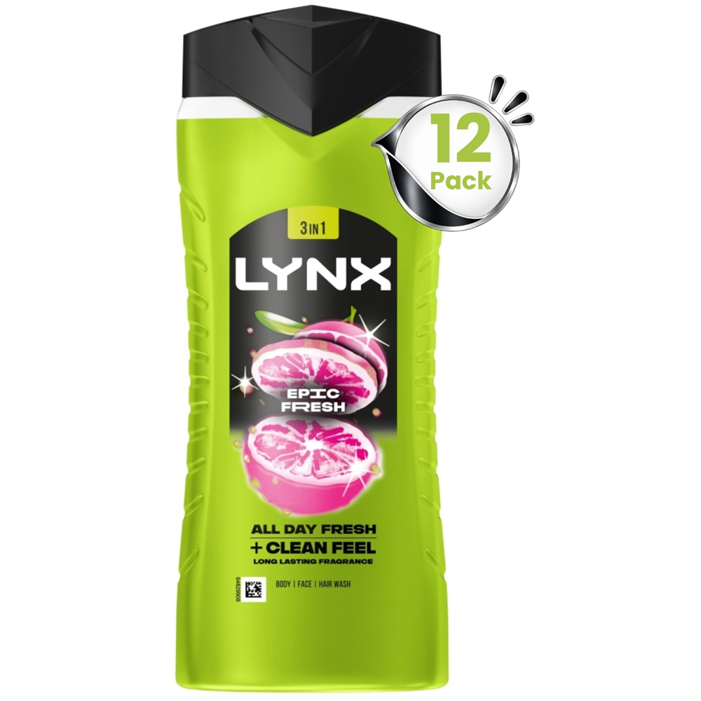 Lynx Epic Fresh Grapefruit and Tropical Pineapple Shower Gel 500ml 12 Pack Image 1