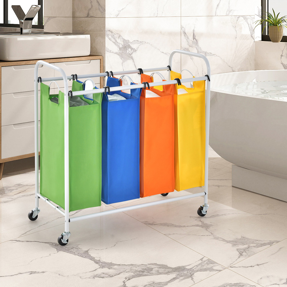 Costway 4 Section Multicolour Removable Laundry Sorter Basket 136L Image 3