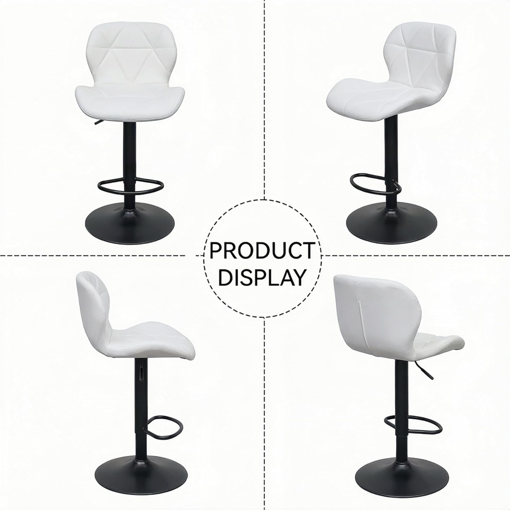 Alivio White Faux Leather Height Adjustable Swivel Bar Stool Set of 2 Image 8
