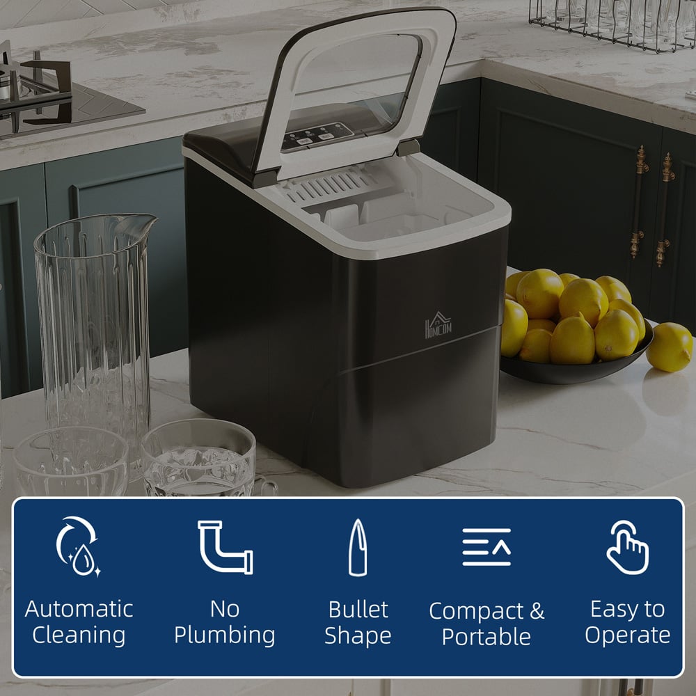 HOMCOM 800-063V70 Black Ice Maker Machine Image 4