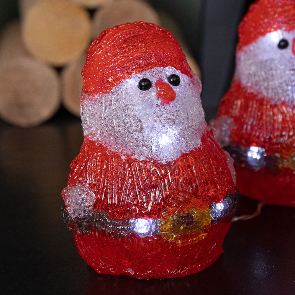 Samuel Alexander 40 Cool White LED Set of 5 Battery Operated Light-Up Christmas Santa Ornaments 14cm Image 6