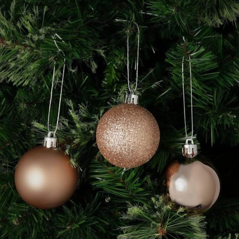 Shatchi 5cm Rose Gold Shatterproof Christmas Baubles 24 Pack Image 3